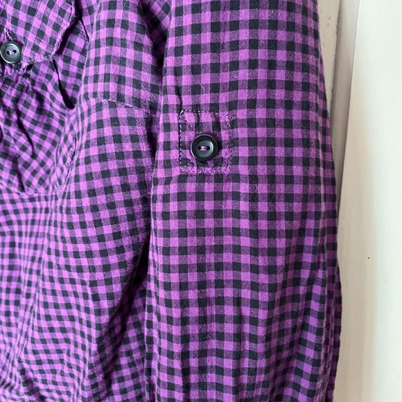 H&M cotton purple plaid button up - Picture 3 of 5